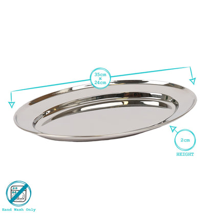 35cm x 24cm Oval Stainless Steel Serving Platter