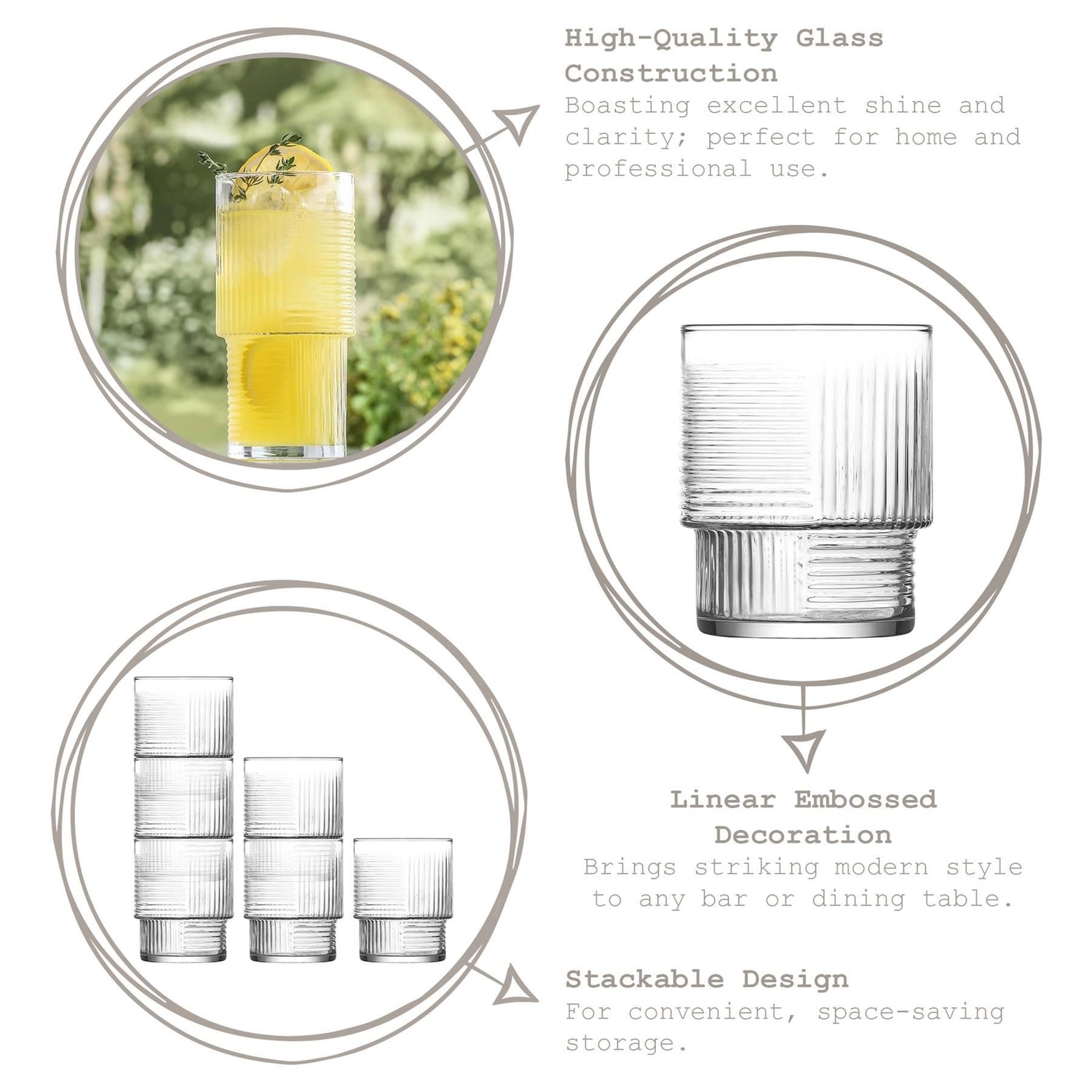 400ml Helen Stacking Highball Glasses - Pack of 6