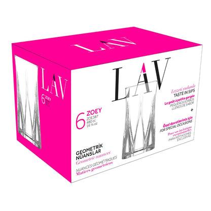 480ml Zoey Highball Glasses - Pack of 6