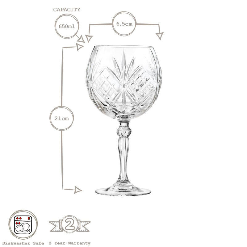 650ml Melodia Gin Glasses - Pack of Six - By RCR Crystal