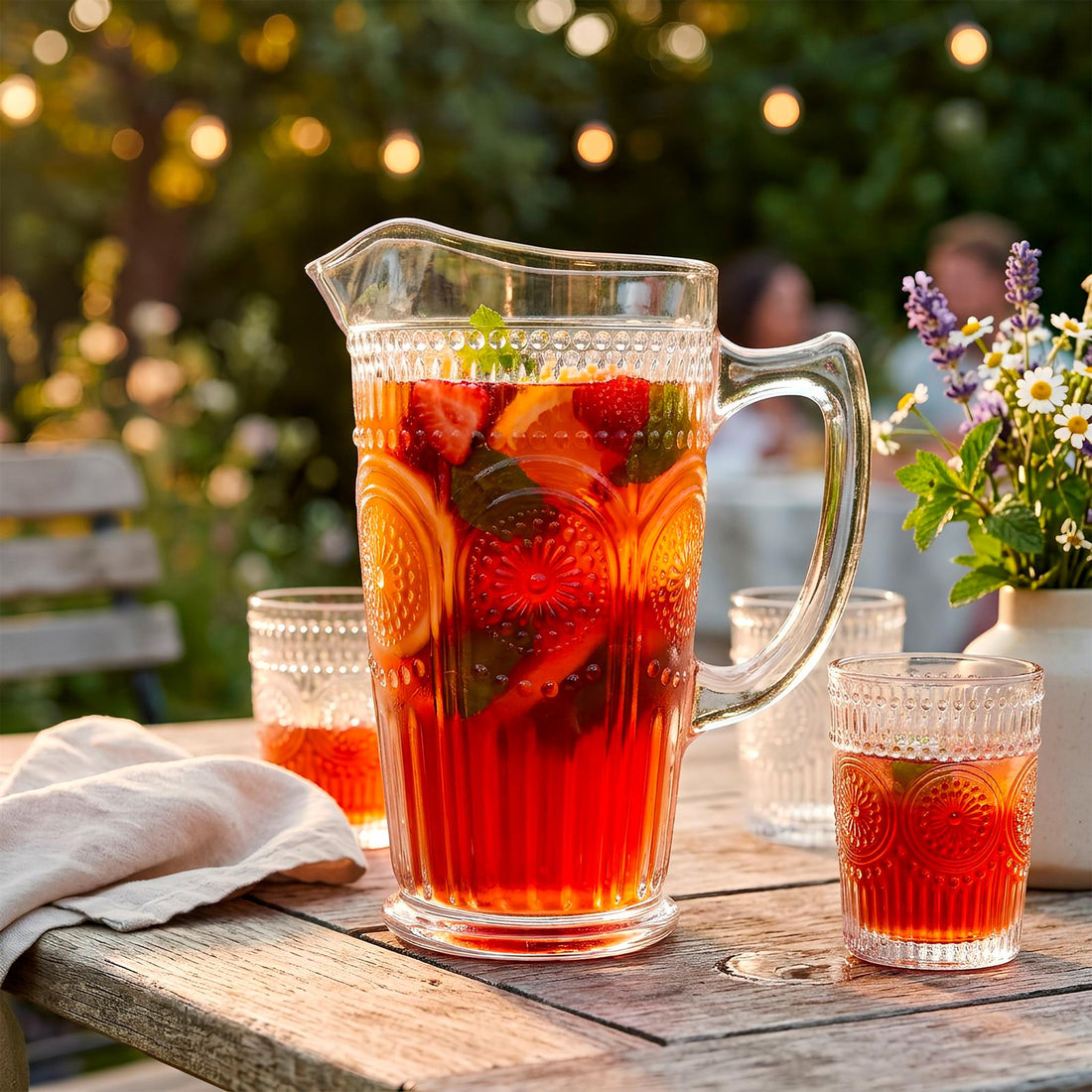 1.3L Amore Ribbed Glass Water Jug