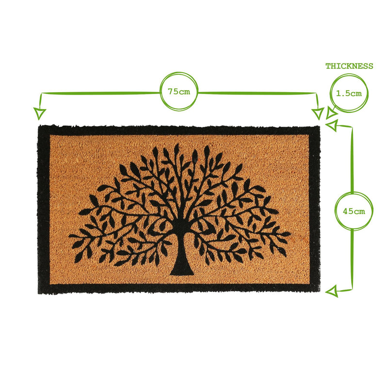 Coir Door Mat - 75cm x 45cm - Tree of Life - By Nicola Spring