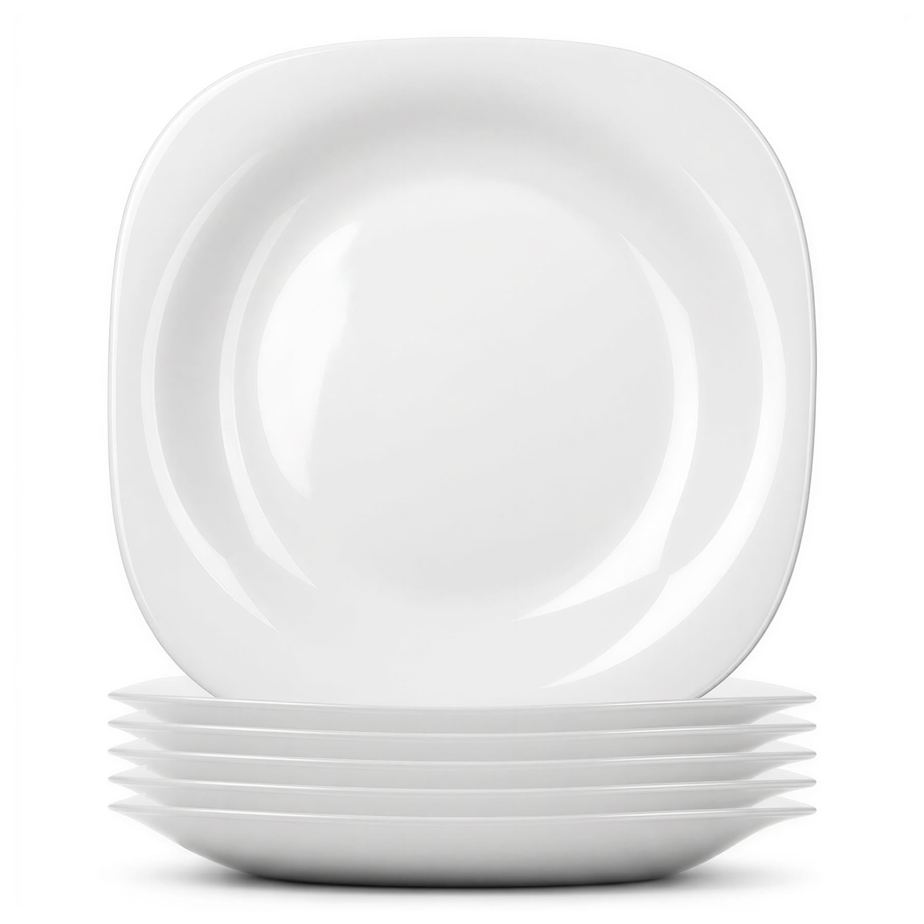 Square Opalware Buffet Dinner Plates - 22.5cm - White - Pack of 6
