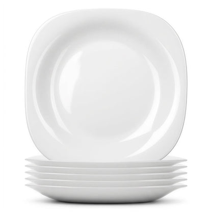Square Opalware Buffet Dinner Plates - 22.5cm - White - Pack of 6