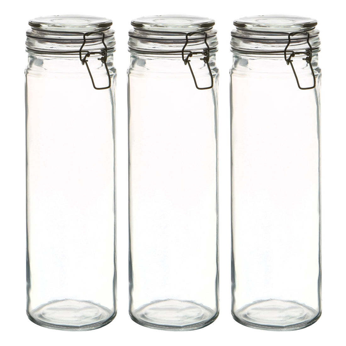 2L Clip-Top Glass Spaghetti Storage Jars with Clear Seals - Pack of 3