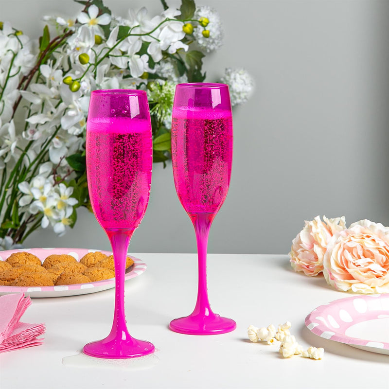 220ml Glass Champagne Flutes - Pink - Pack of Two - By Argon Tableware