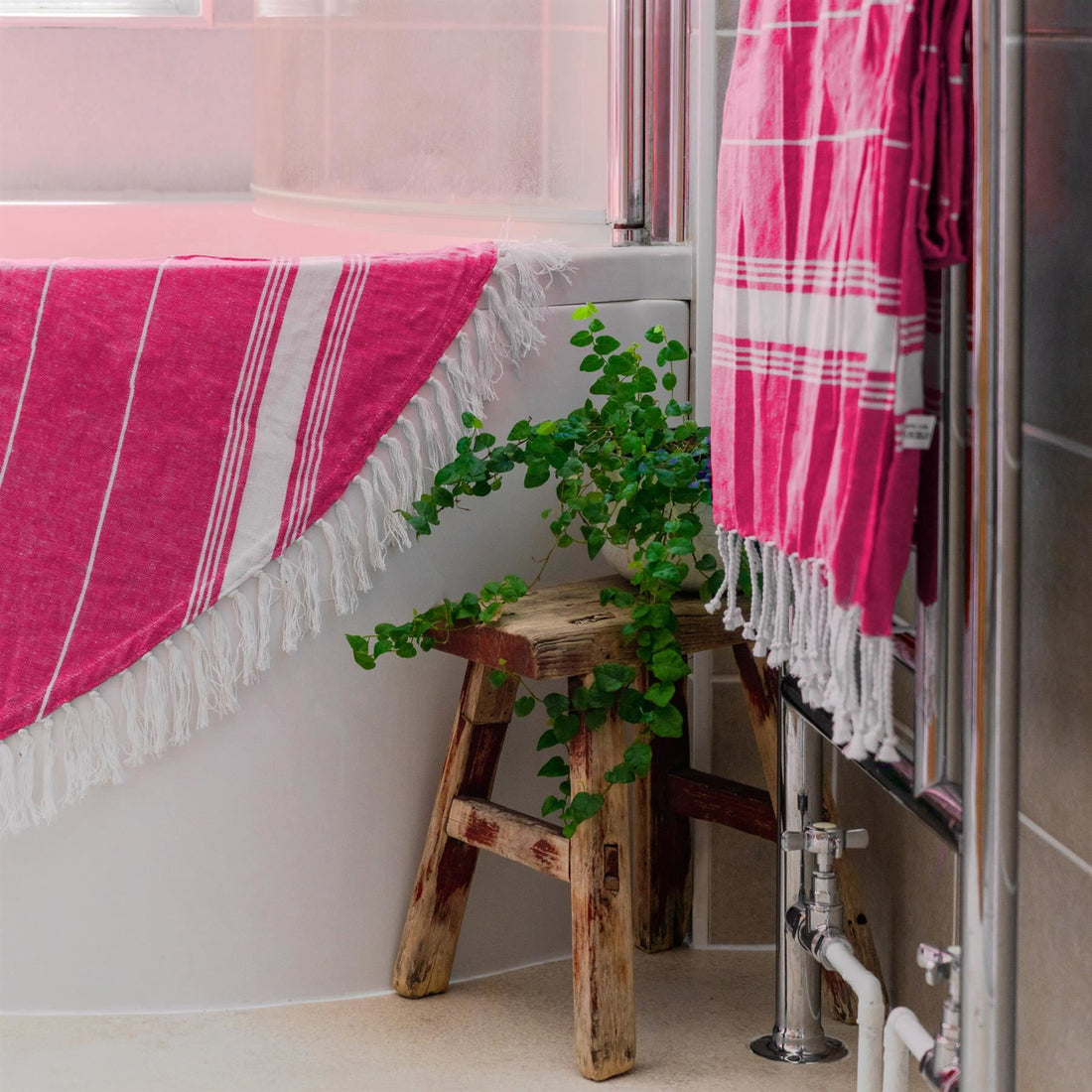 Pink 170cm x 90cm Turkish Cotton Beach Towel
