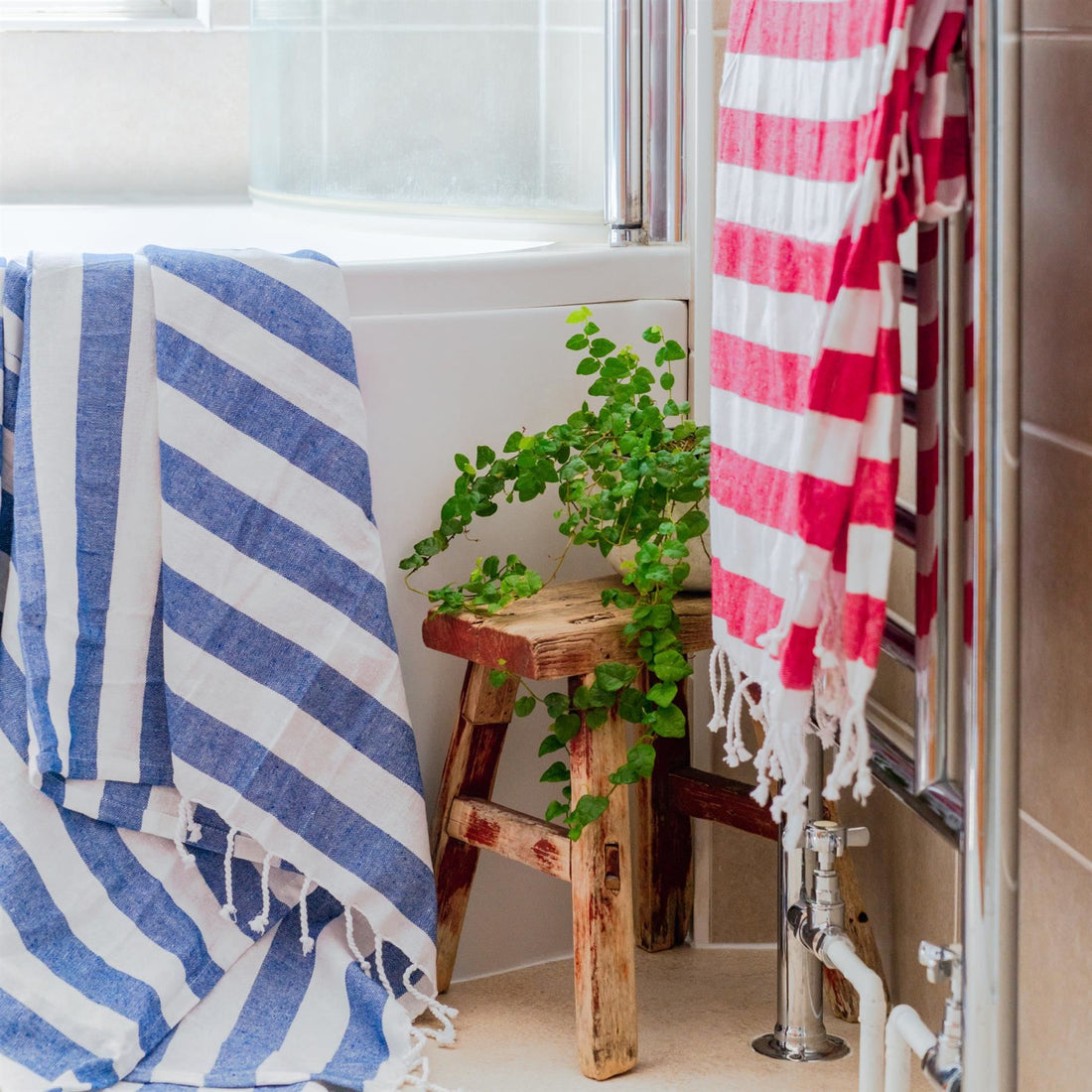 Red Striped 170cm x 90cm Turkish Cotton Beach Towel
