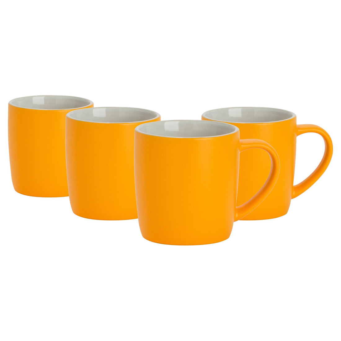 Yellow 350ml Matte Stoneware Coffee Mugs - Pack of 4