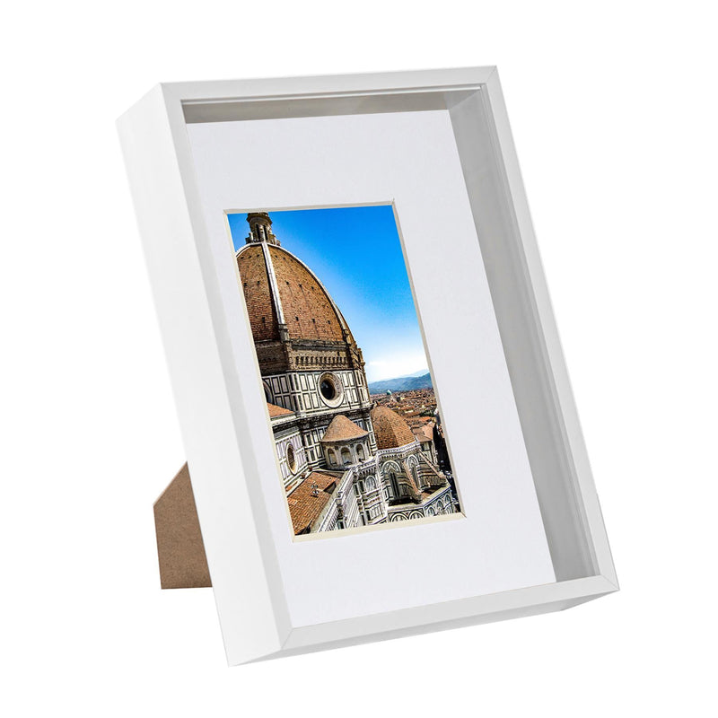 White A4 (8" x 12") 3D Deep Box Frame with A5 Mount - By Nicola Spring