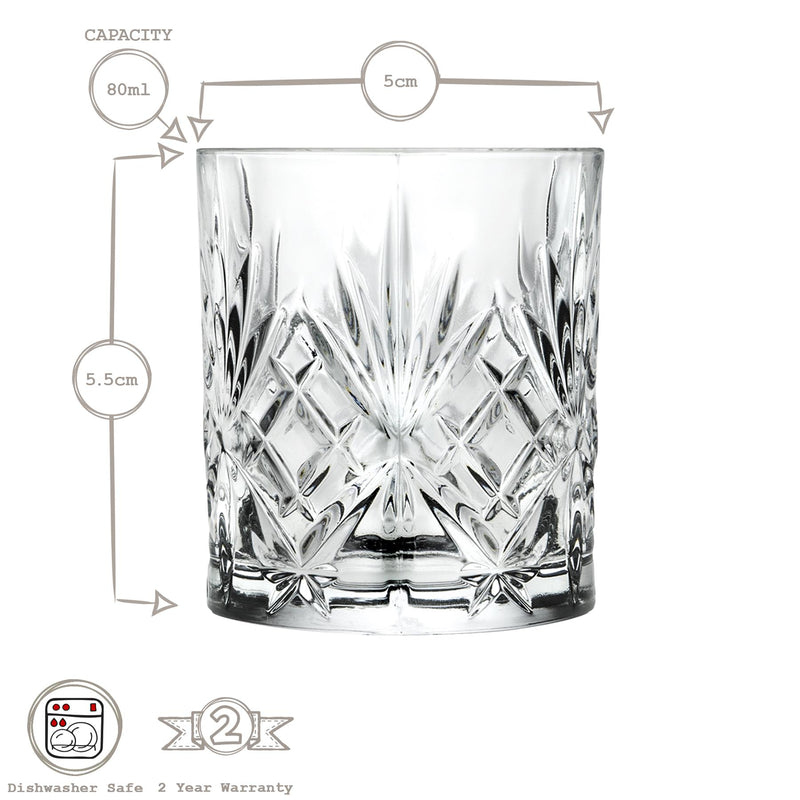 80ml Melodia Shot Glasses - Pack of Six - By RCR Crystal