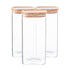 1.5L Square Glass Storage Jars with Wooden Lid - Pack of 3 - By Argon Tableware