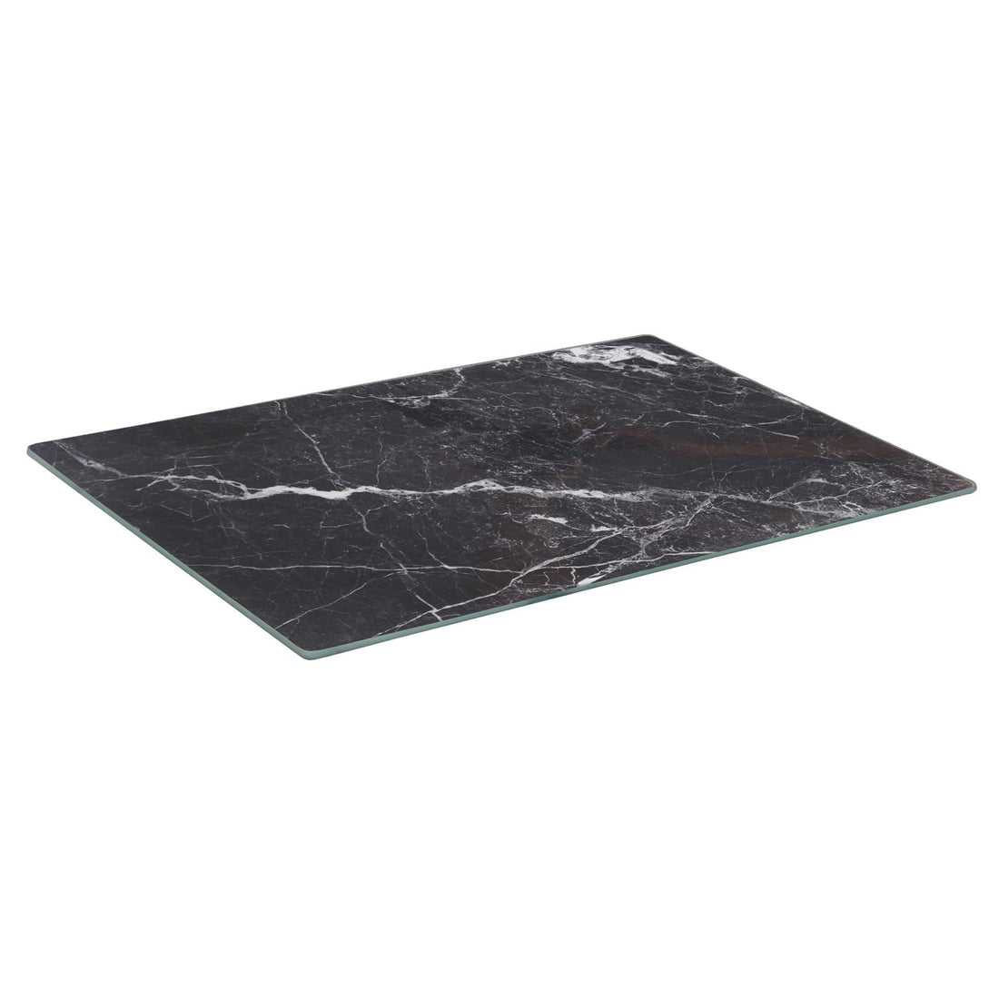 Black Marble-Effect 30cm x 20cm Rectangular Glass Chopping Board