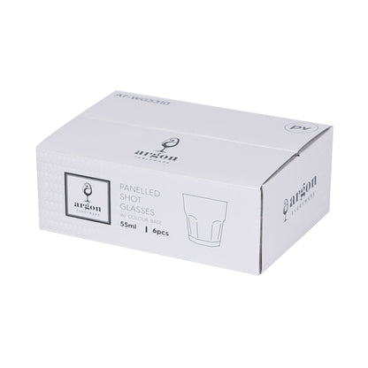 55ml Panelled Shot Glasses with Coloured Base - Pack of 6