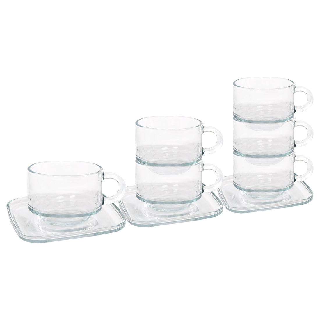 12pc 270ml Cozy Stacking Glass Coffee Cups &amp; Saucer Set - By LAV