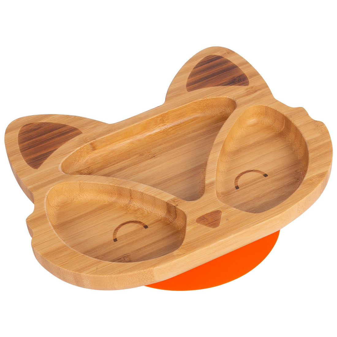 Bamboo Fox Baby Feeding Plate with Orange Suction Cup