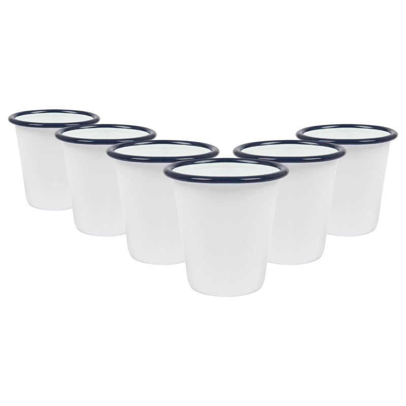 300ml White Enamel Tumblers - Pack of Six - By Argon Tableware