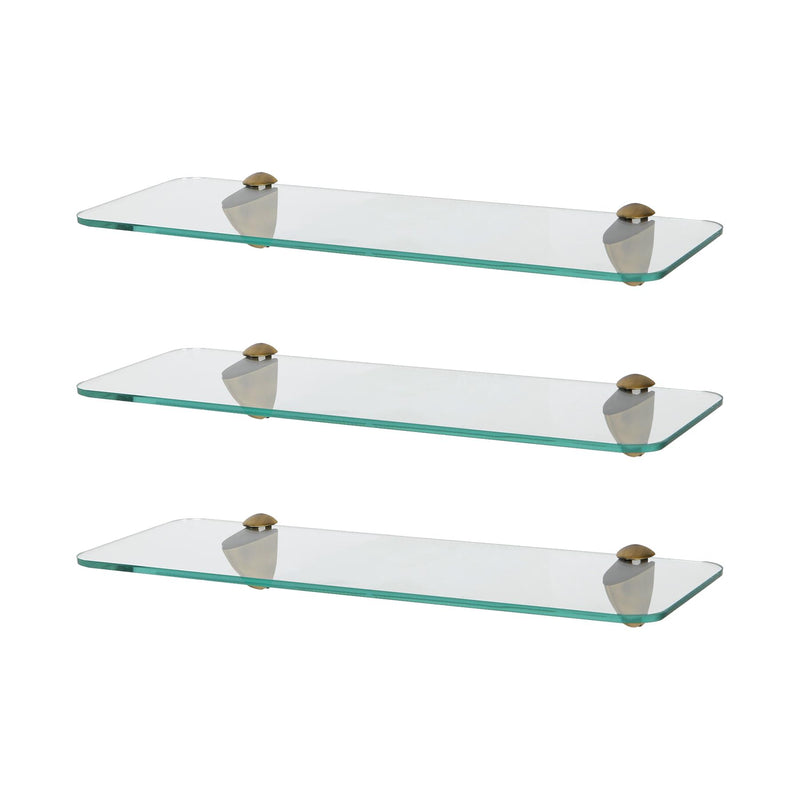 Rounded Floating Glass Bathroom Shelves - 40cm - Pack of 3 - By Harbour Housewares