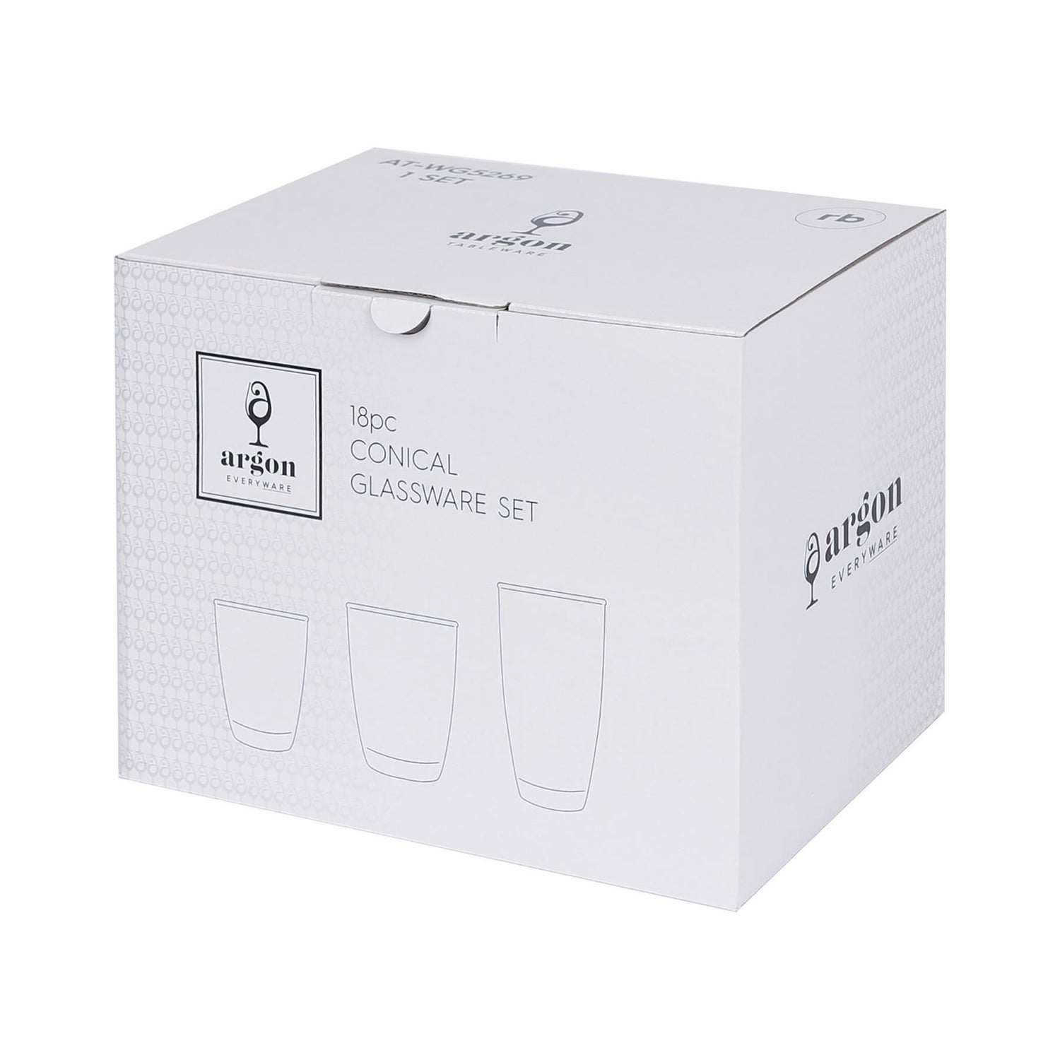 18 Piece Conical Glass Tumbler Set - 3 Sizes