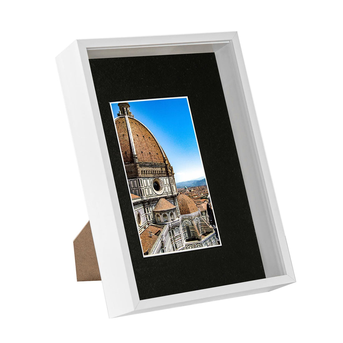 White A4 (8" x 12") Deep Shadow Box Photo Frame with A5 Black Mount