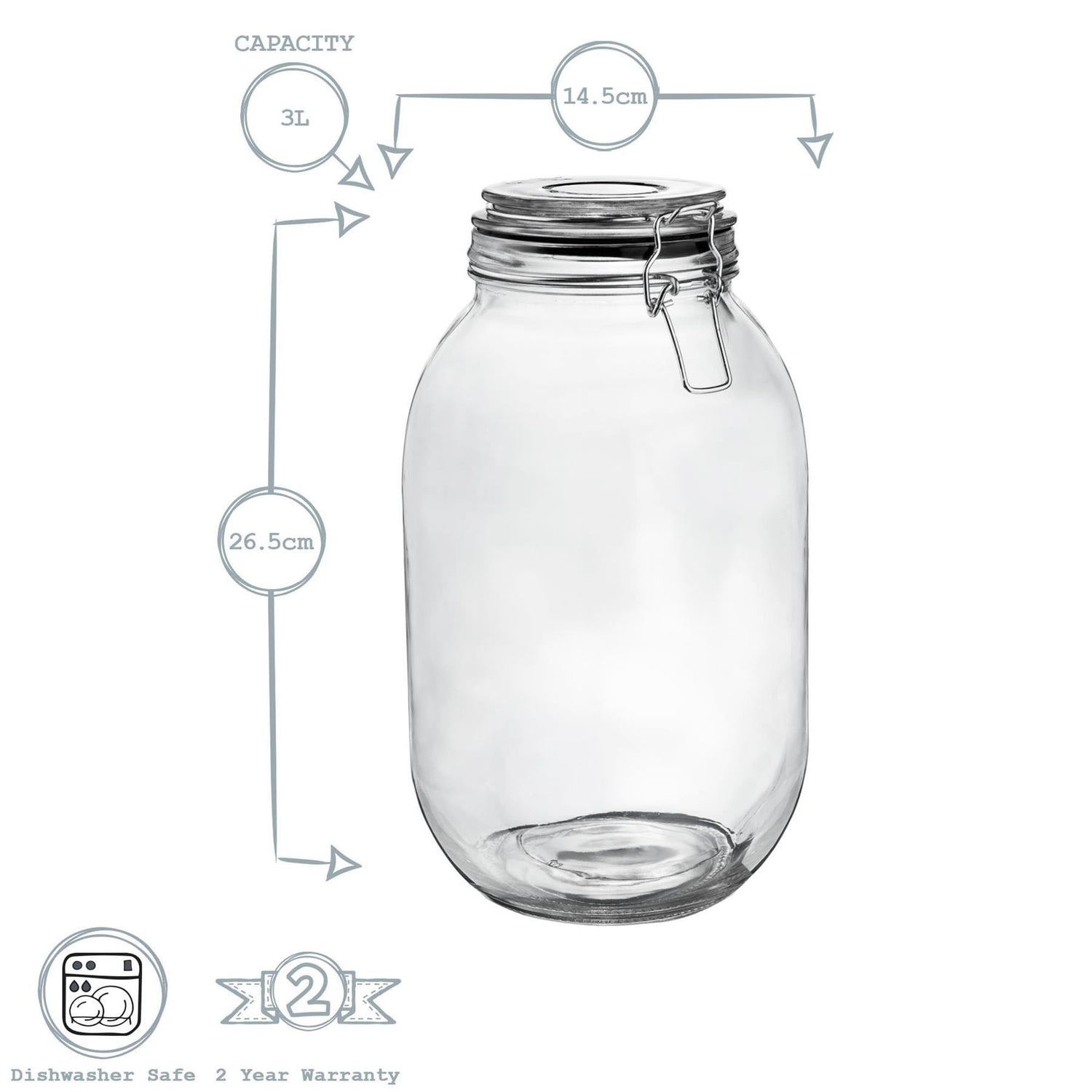 3L Classic Glass Storage Jars - Pack of 3