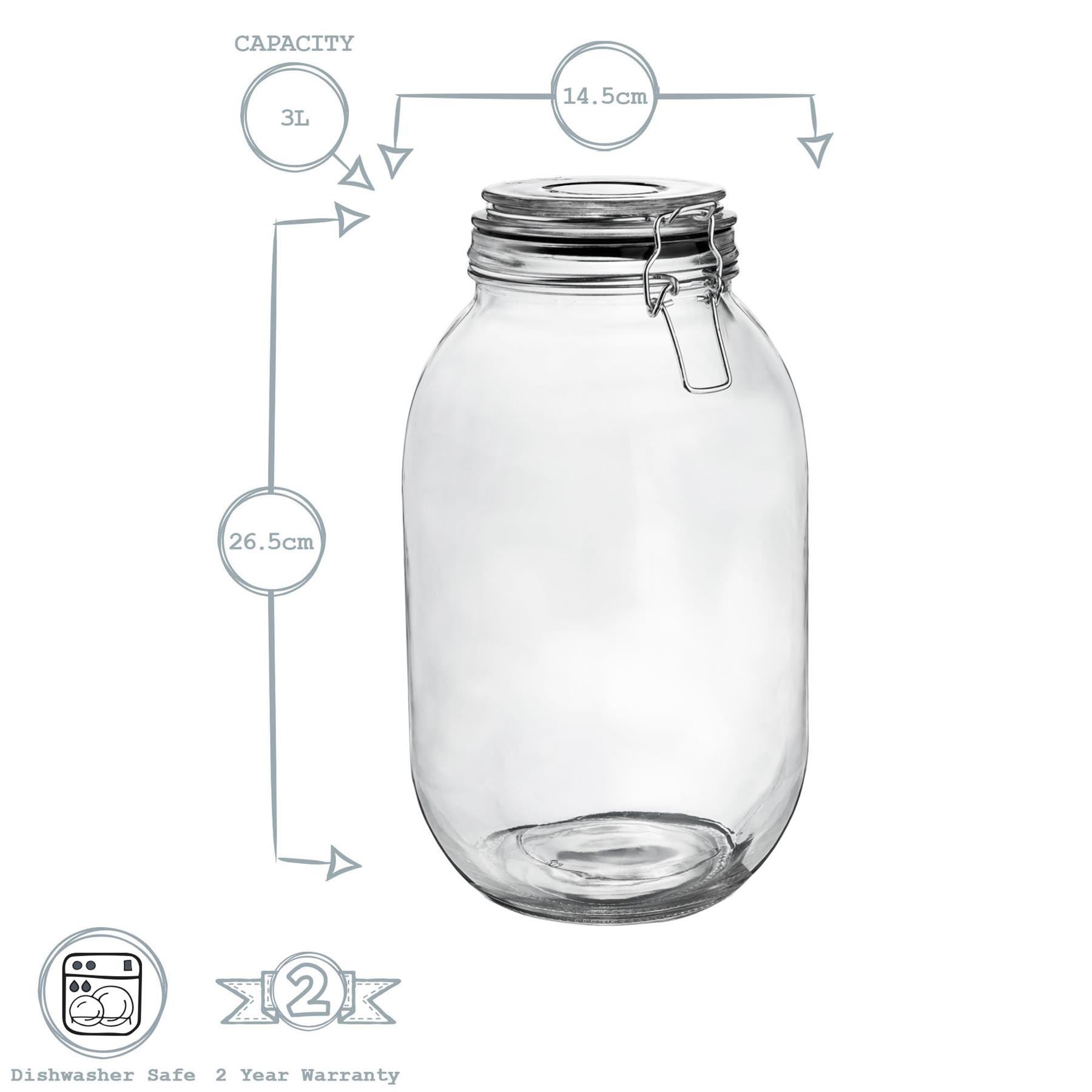 3L Classic Glass Storage Jars - Pack of 3