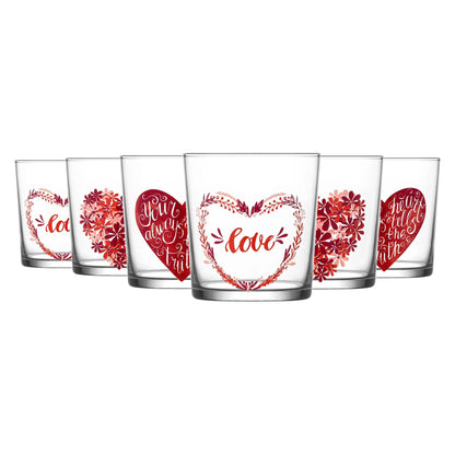 Red Valentines 345ml Bodega Glass Tumblers - Pack of 6 - By LAV