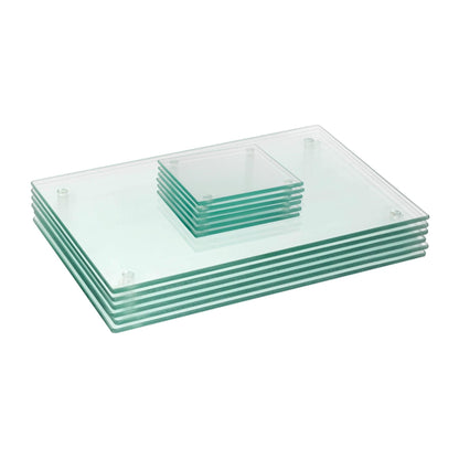 12pc Rectangle Glass Placemats &amp; Square Coasters Set - 30cm x 20cm - Clear - By Harbour Housewares