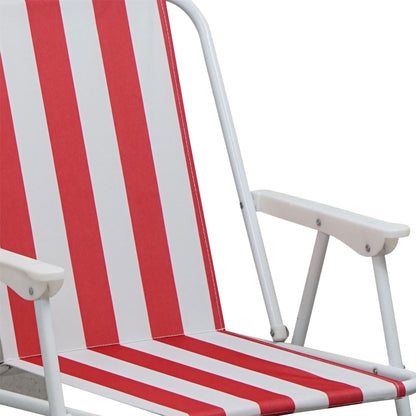 Red Stripe Folding Metal Beach Chairs - Pack of 2