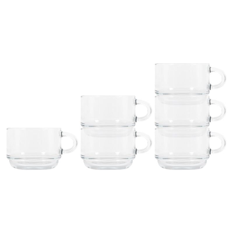 270ml Cozy Stacking Glass Coffee Cups - Pack of 6 - By LAV