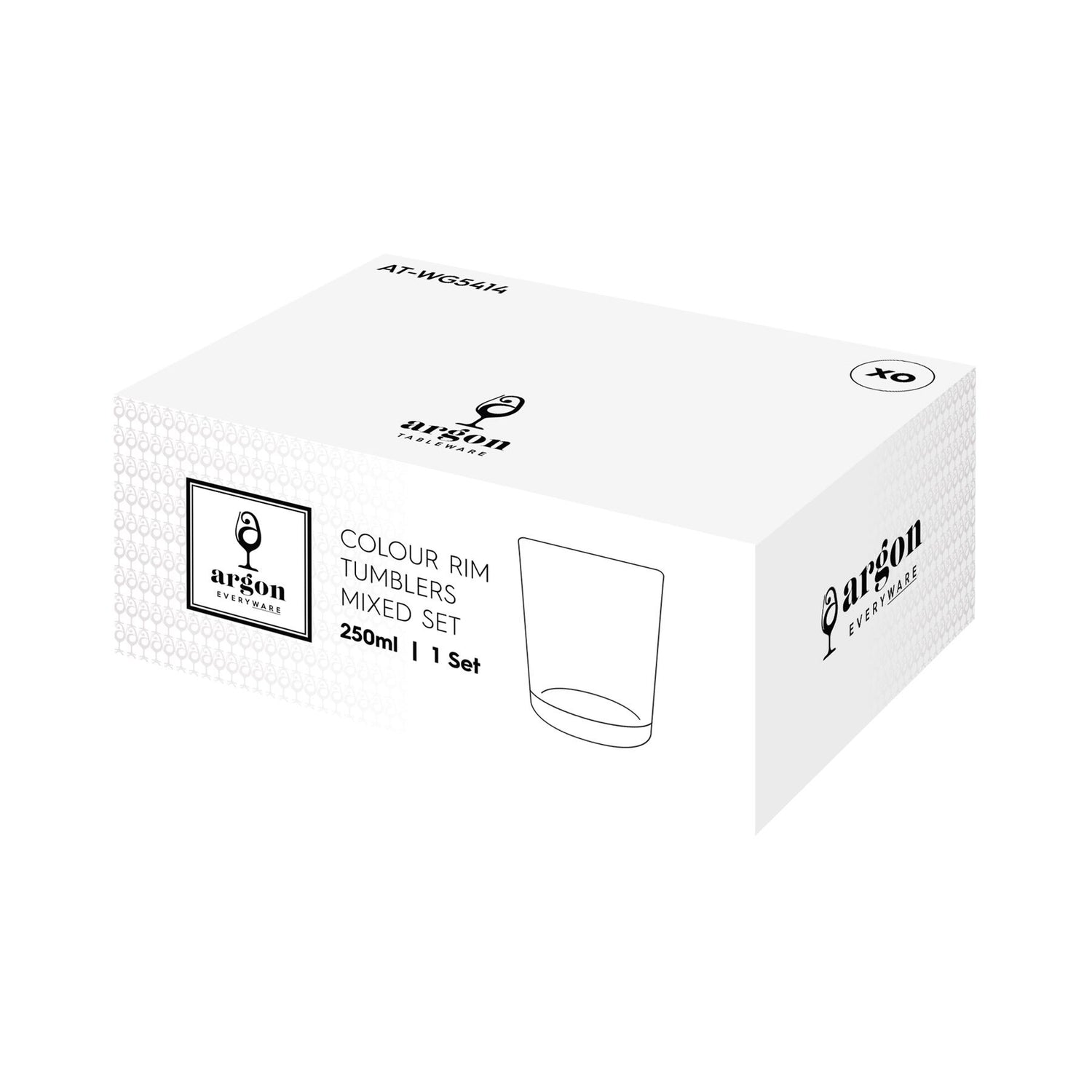 6 Piece 250ml Glass Tumblers Set - Coloured Rim
