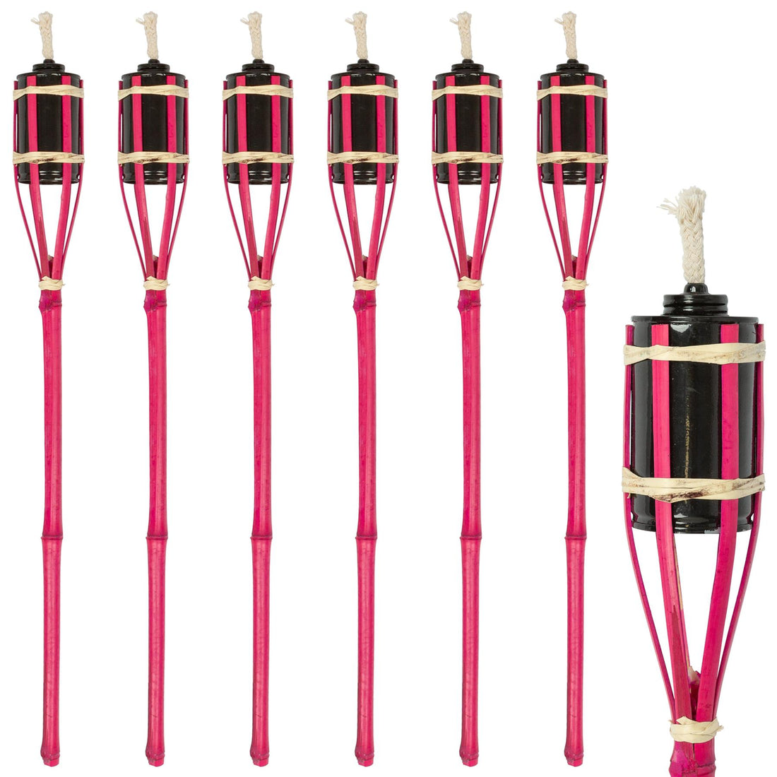 Pink 60cm Bamboo Garden Fire Torches - Pack of 6