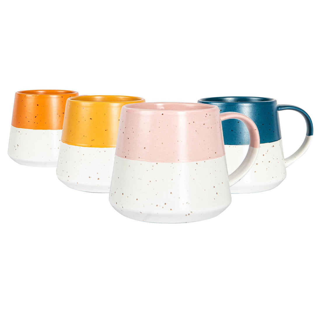 370ml Two-Tone Flecked Stoneware Belly Mugs - 4-Colour Assortment - Pack of 4