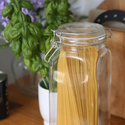 2L Square Glass Jar with Clip-Top Lid