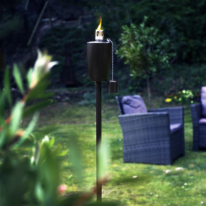 1.46m Barrel Metal Garden Fire Torches - Pack of 6 - By Harbour Housewares
