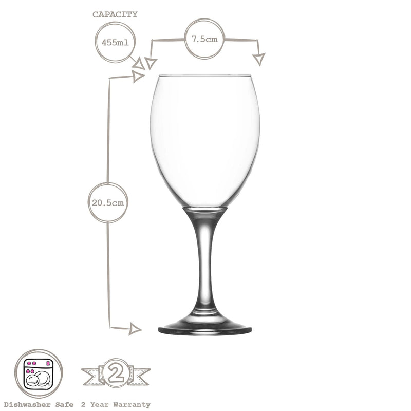 455ml Empire Red Wine Glasses - Pack of 6 - By LAV