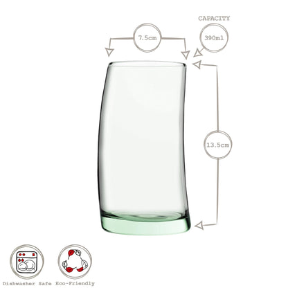 390ml Aware Penguen Recycled Highball Glasses - Green - Pack of 4