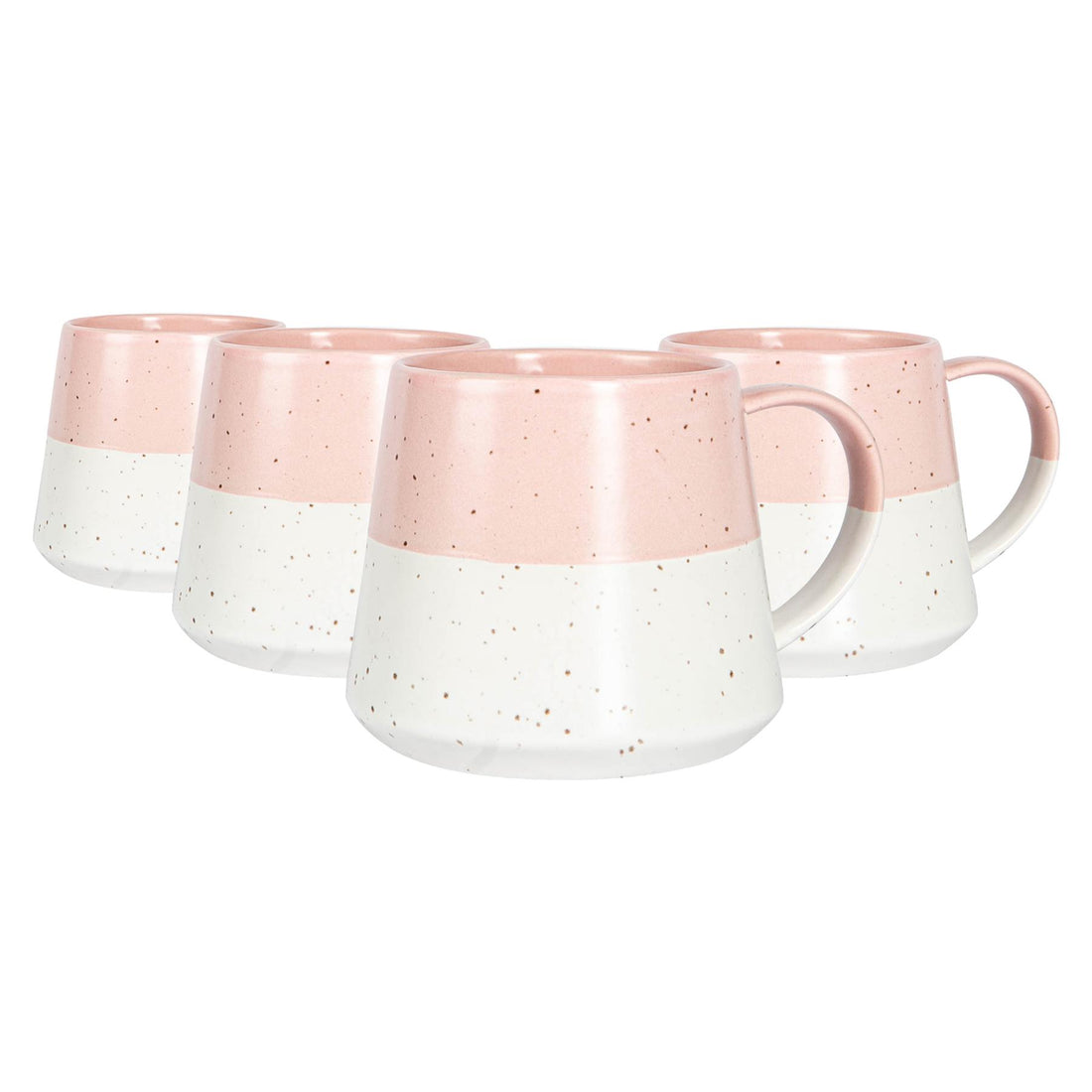 370ml Dusty Pink Two-Tone Flecked Stoneware Belly Mugs - Pack of 4