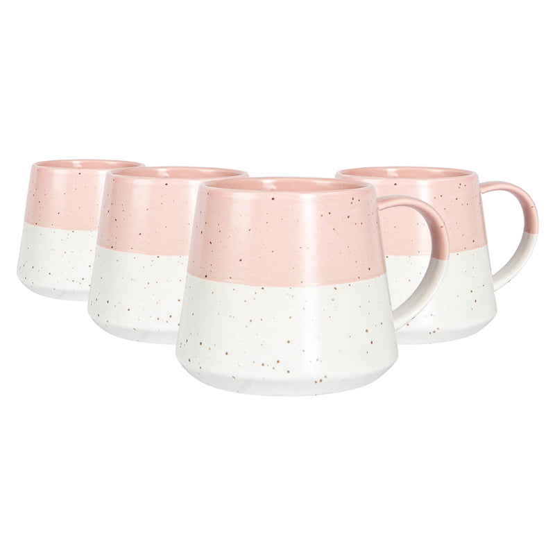 370ml Dipped Flecked Stoneware Belly Mugs - Pack of 4 - By Nicola Spring