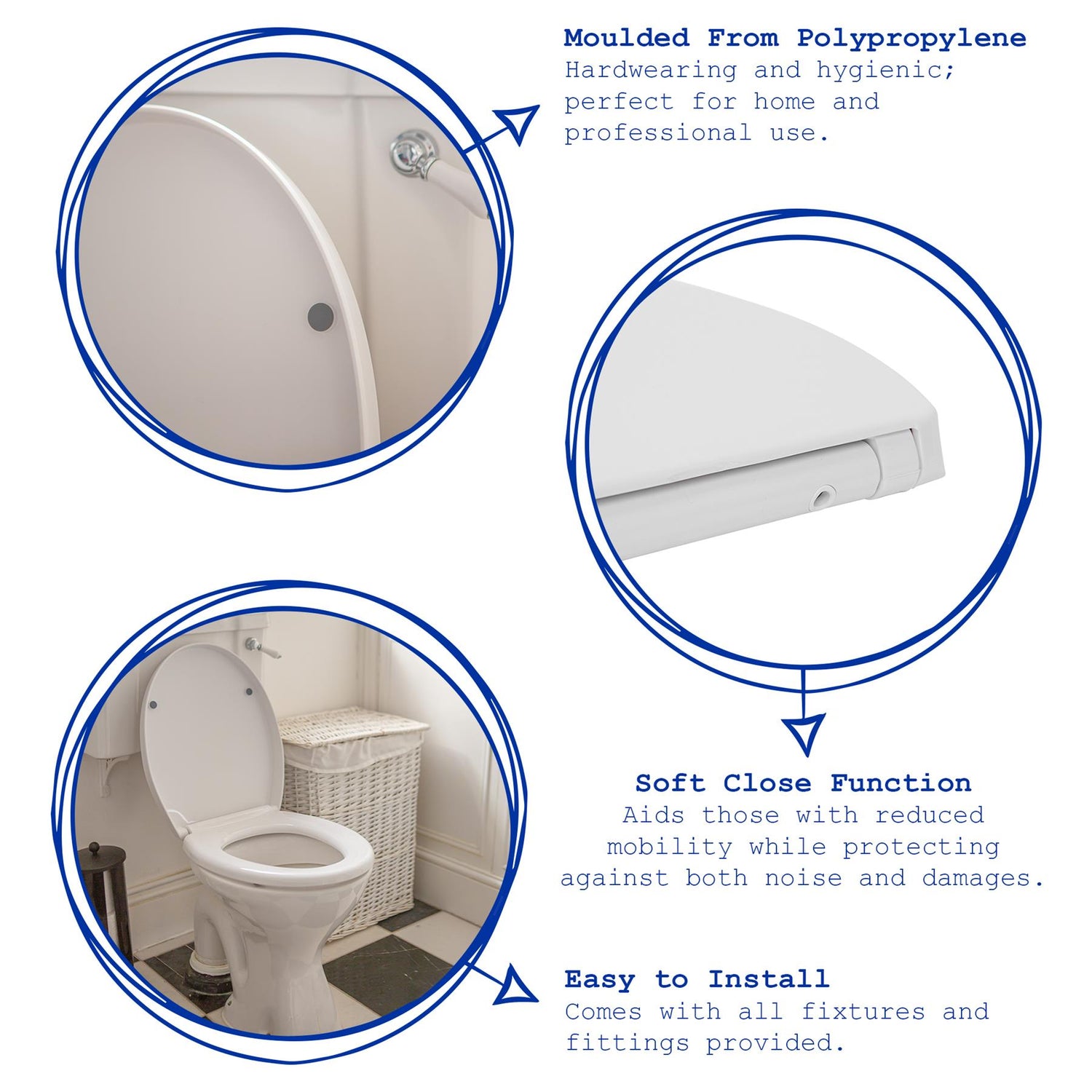 White Round Soft Close Toilet Seat