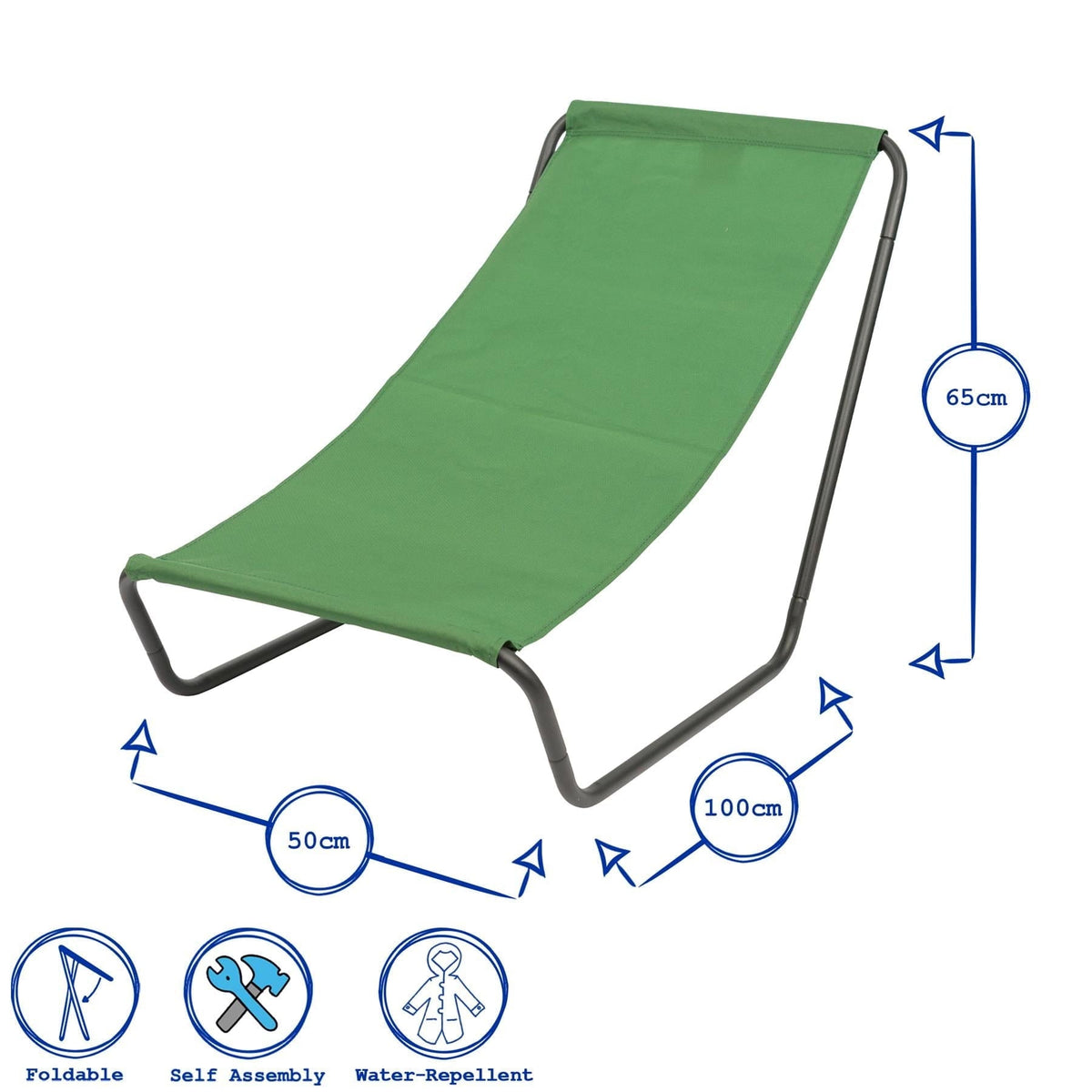 Green Folding Beach Loungers - Pack of 2