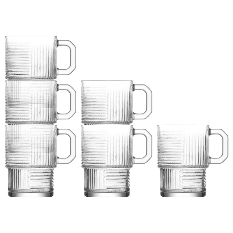 270ml Helen Stacking Glass Coffee Cups - Pack of 6 - By LAV