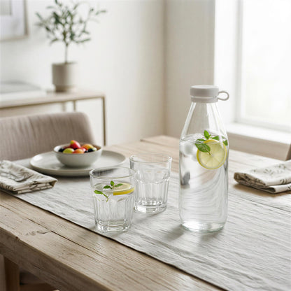1L Glass Water Bottle with Silicone Lid - White