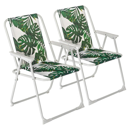 Banana Leaf Folding Metal Beach Chairs - Pack of 2