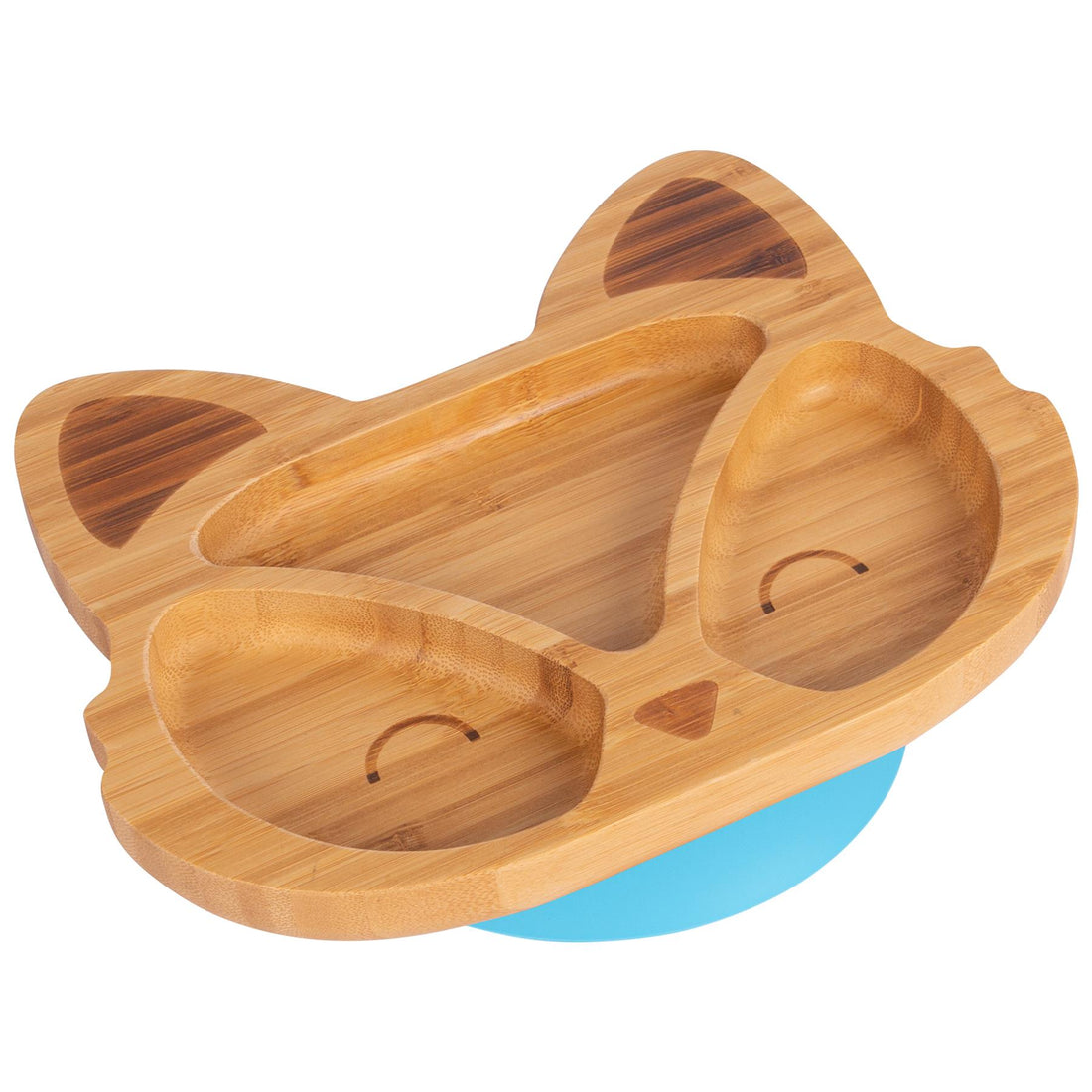 Bamboo Fox Baby Feeding Plate with Blue Suction Cup