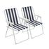 Blue Stripe Folding Metal Beach Chairs - Pack of 2