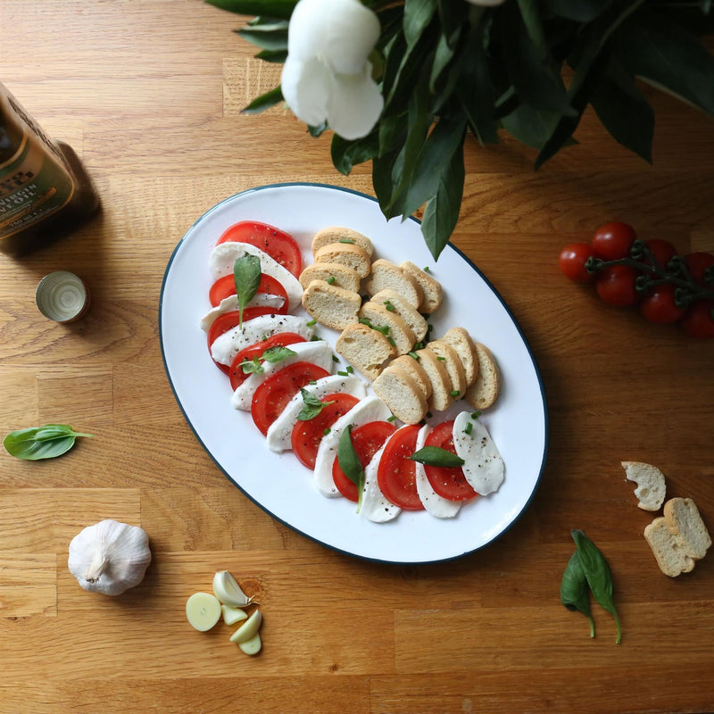 White Enamel Serving Platter - 30.5cm x 22.5cm - By Argon Tableware