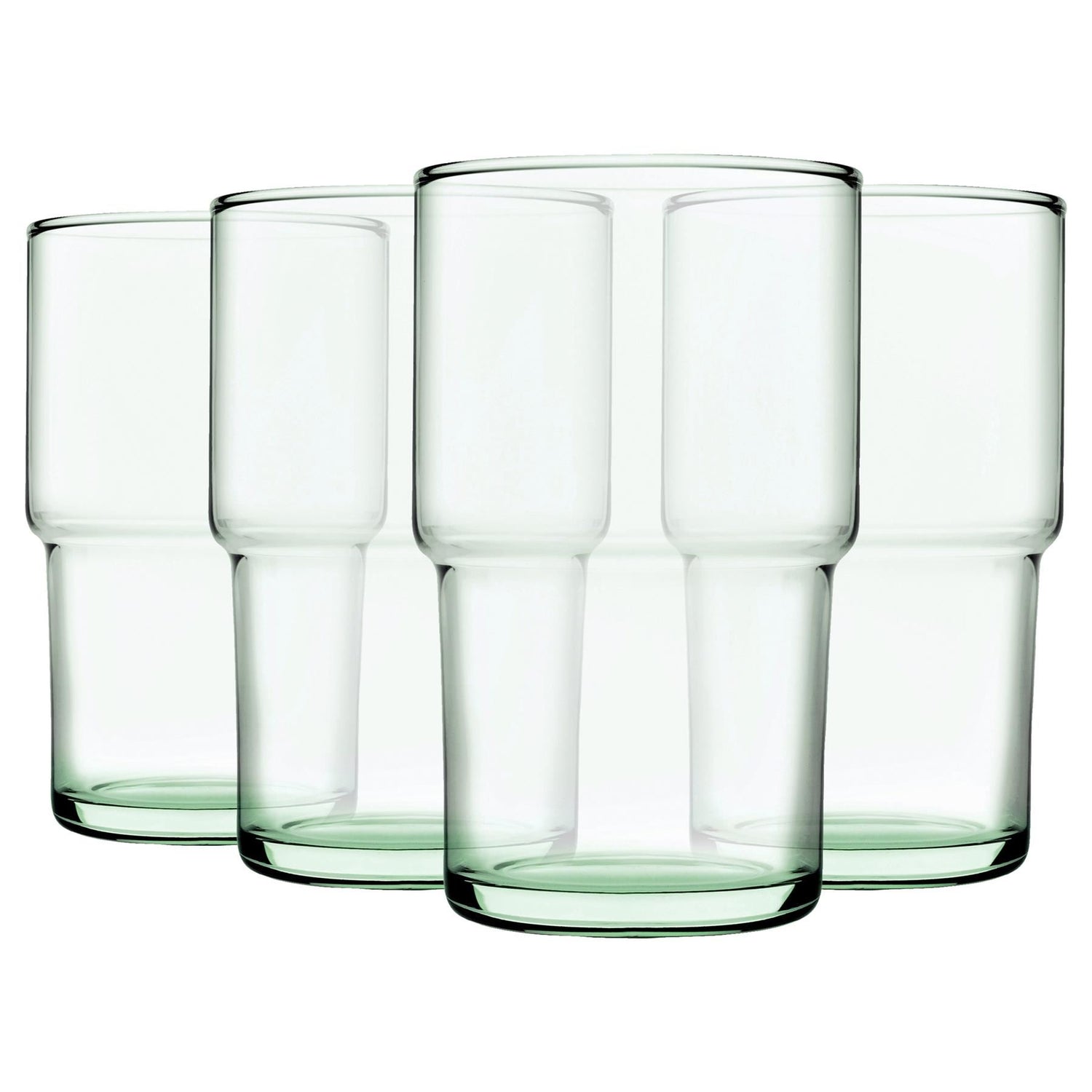 440ml Aware Hill Recycled Stacking Highball Glasses - Green - Pack of 4 - By Pasabahce