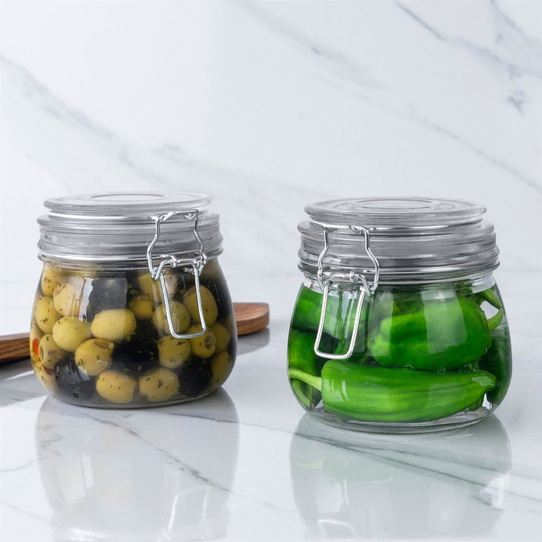 500ml Classic Clip-Top Glass Storage Jars with White Seals - Pack of 3
