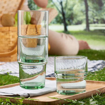 440ml Aware Hill Recycled Stacking Highball Glasses - Green - Pack of 4